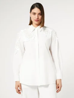 Hot Marina Rinaldi Sequinned poplin shirt OPTICALWHITE