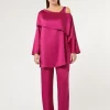 Discount Marina Rinaldi Shiny envers satin trousers RASPBERRY
