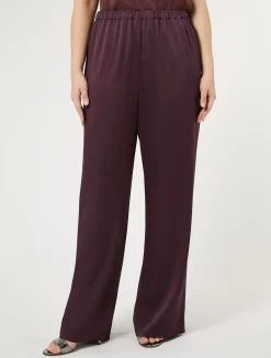 Fashion Marina Rinaldi Shiny envers satin trousers BORDEAUX