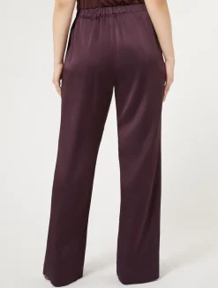 Fashion Marina Rinaldi Shiny envers satin trousers BORDEAUX