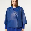 Discount Marina Rinaldi Shiny Nappa leather jacket CORNFLOWERBLUE