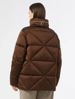 Fashion Marina Rinaldi Short padded jacket in water-repellent satin CHOCOLATE