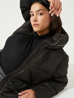 Fashion Marina Rinaldi Short padded jacket in water-repellent satin BLACK