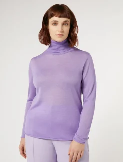Best Marina Rinaldi Silk and cashmere polo neck jumper LILAC