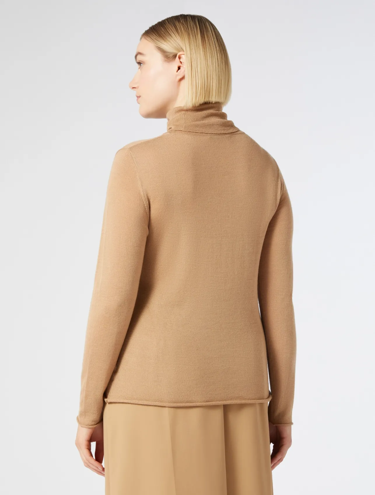 New Marina Rinaldi Silk and cashmere polo neck jumper CAMEL