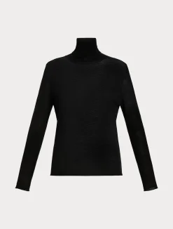 Online Marina Rinaldi Silk and cashmere polo neck jumper BLACK