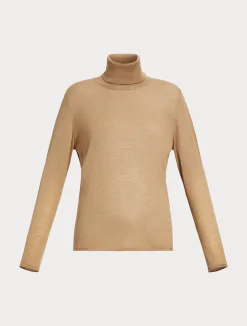 New Marina Rinaldi Silk and cashmere polo neck jumper CAMEL