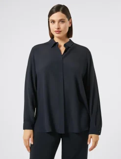 Online Marina Rinaldi Silk blend crêpe de Chine shirt ULTRAMARINE