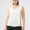 New Marina Rinaldi Silk blend crêpe de Chine top WHITE