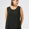 Hot Marina Rinaldi Silk blend crêpe de Chine top BLACK