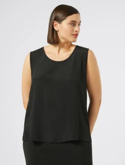 Hot Marina Rinaldi Silk blend crêpe de Chine top BLACK
