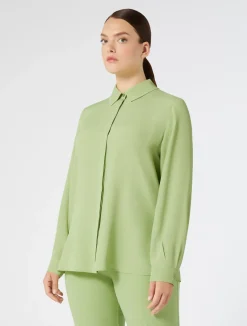 New Marina Rinaldi Silk blend crêpe de Chine shirt OLIVEGREEN