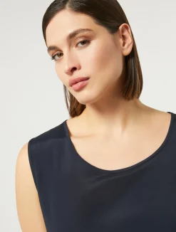 Sale Marina Rinaldi Silk blend crêpe de Chine top ULTRAMARINE