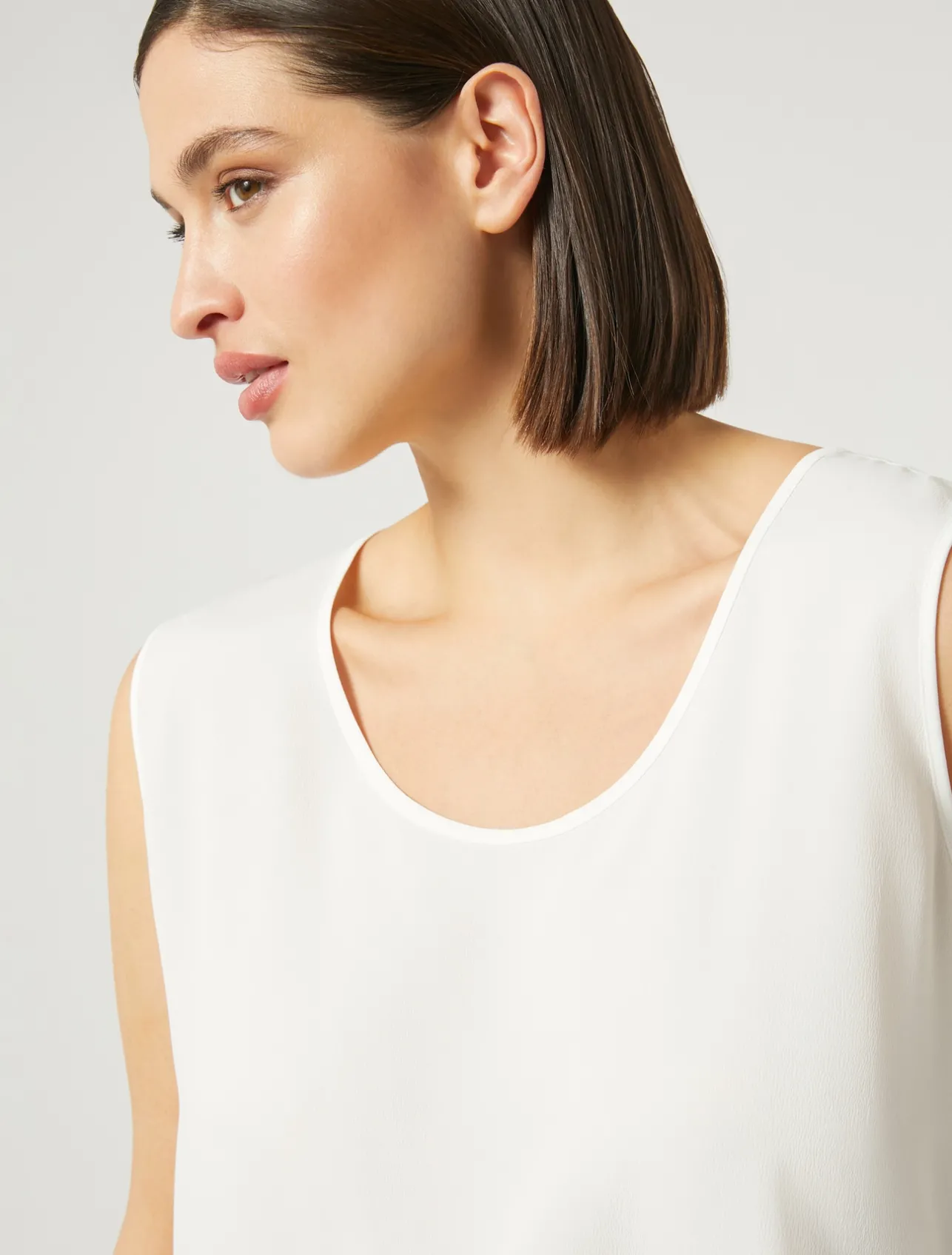 New Marina Rinaldi Silk blend crêpe de Chine top WHITE