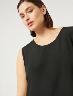 Hot Marina Rinaldi Silk blend crêpe de Chine top BLACK