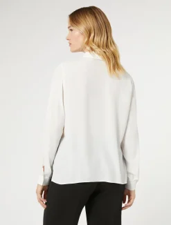 Sale Marina Rinaldi Silk blend crêpe de Chine shirt WHITE