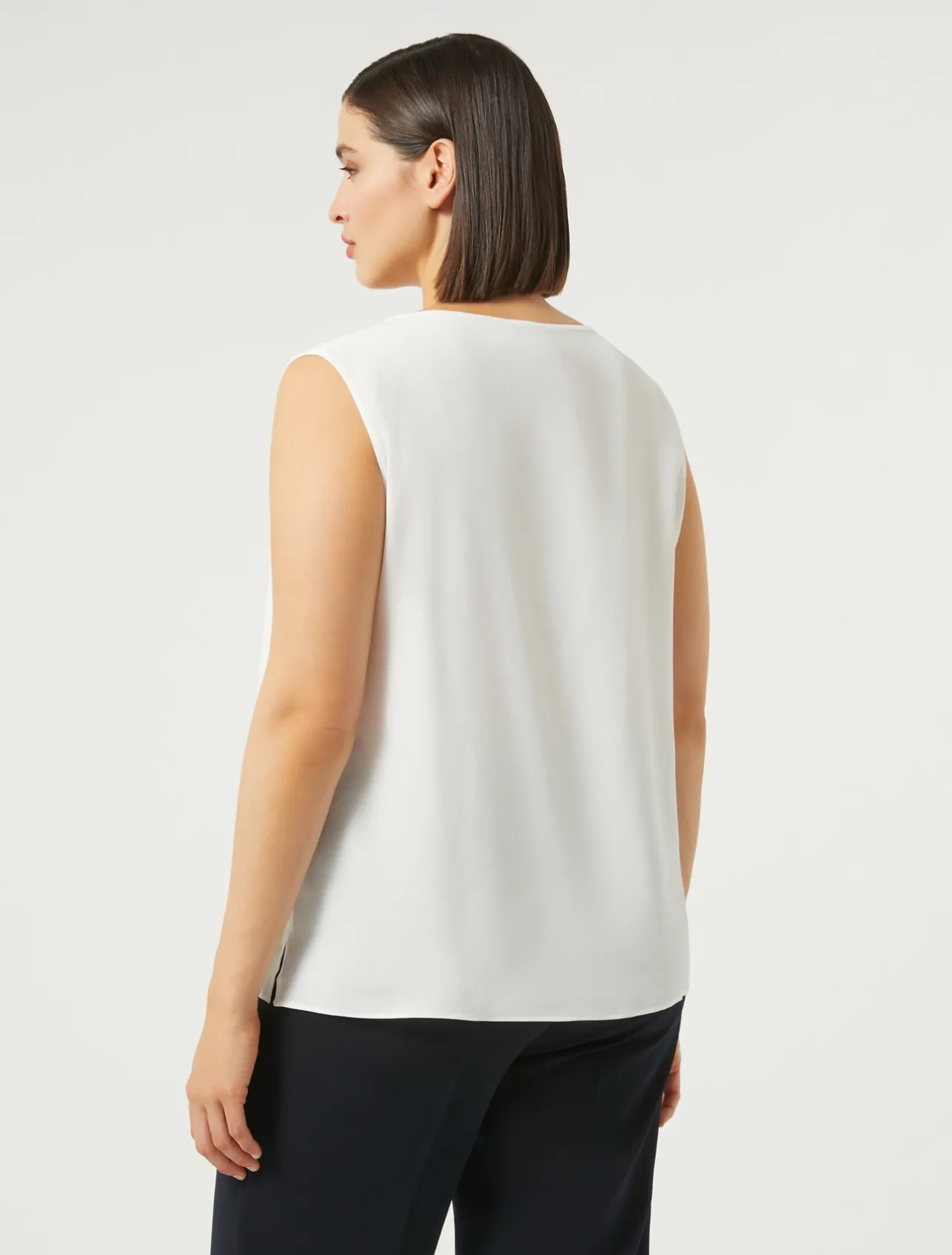 New Marina Rinaldi Silk blend crêpe de Chine top WHITE