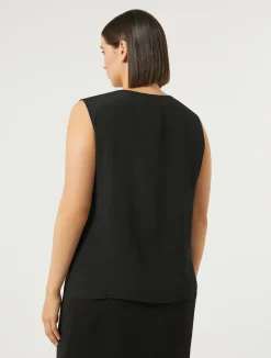 Hot Marina Rinaldi Silk blend crêpe de Chine top BLACK