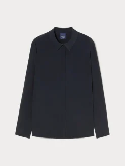 Online Marina Rinaldi Silk blend crêpe de Chine shirt ULTRAMARINE