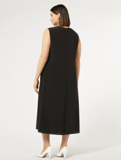 Best Marina Rinaldi Silk crepe de chine dress BLACK