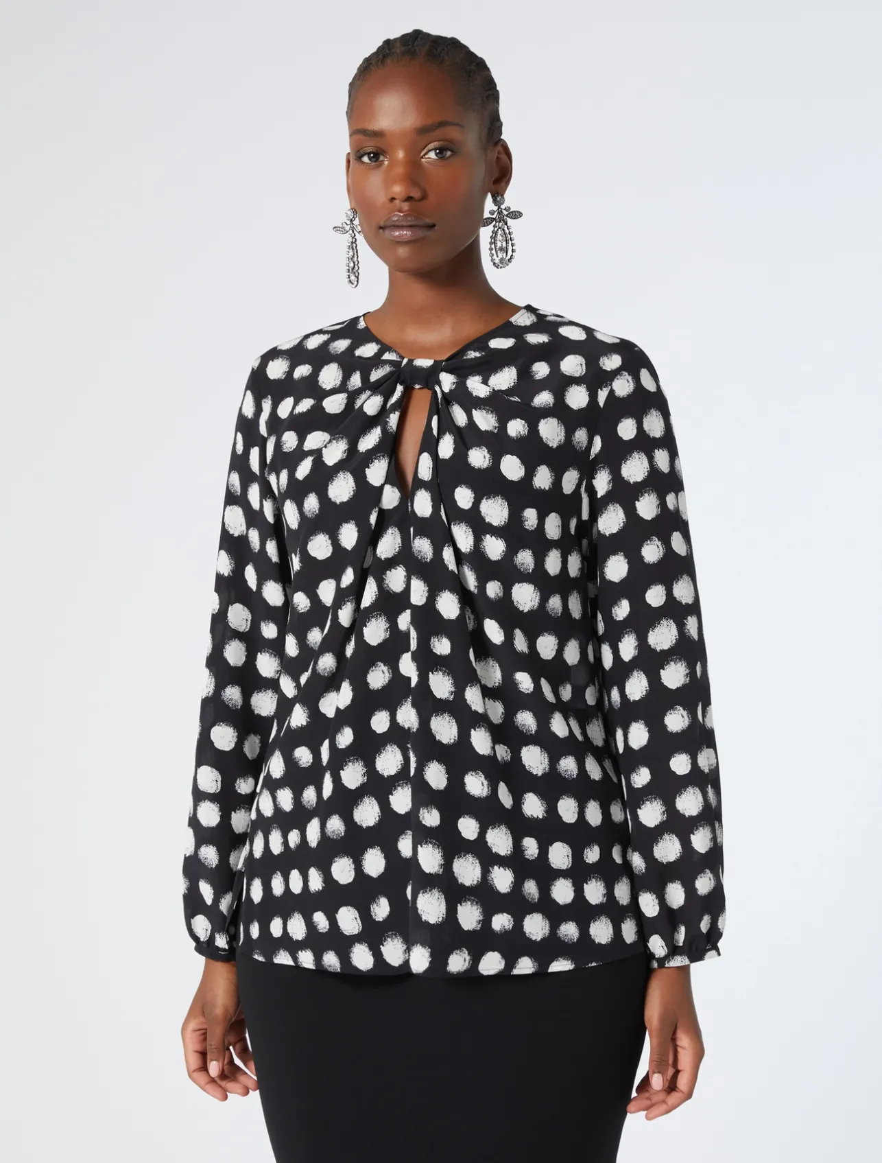 New Marina Rinaldi Silk crepe de chine shirt BLACK