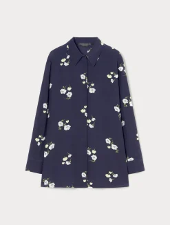 Outlet Marina Rinaldi Silk crepe de chine shirt MIDNIGHTBLUE