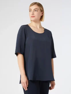 Fashion Marina Rinaldi Silk crêpe de Chine blouse CORNFLOWERBLUE