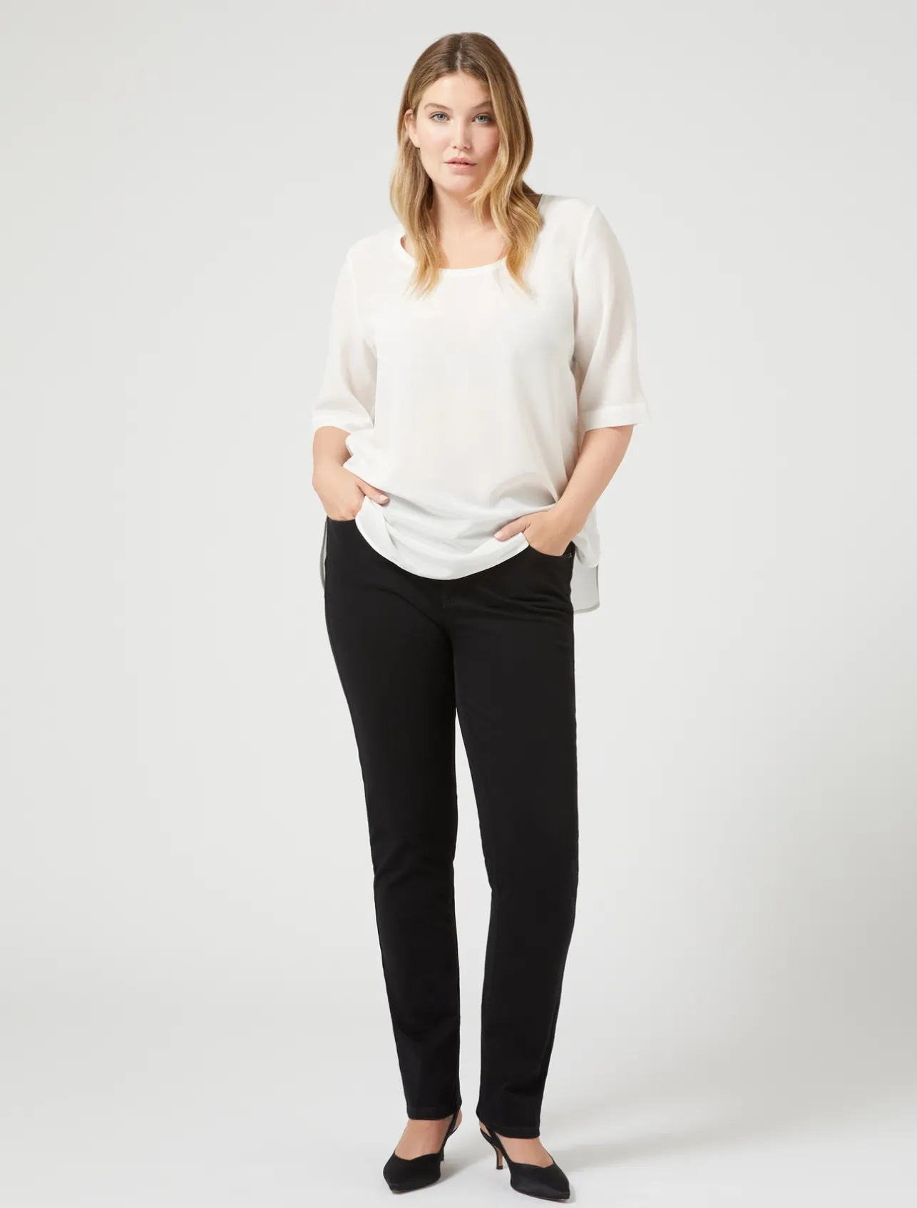 New Marina Rinaldi Silk crêpe de Chine blouse WHITE