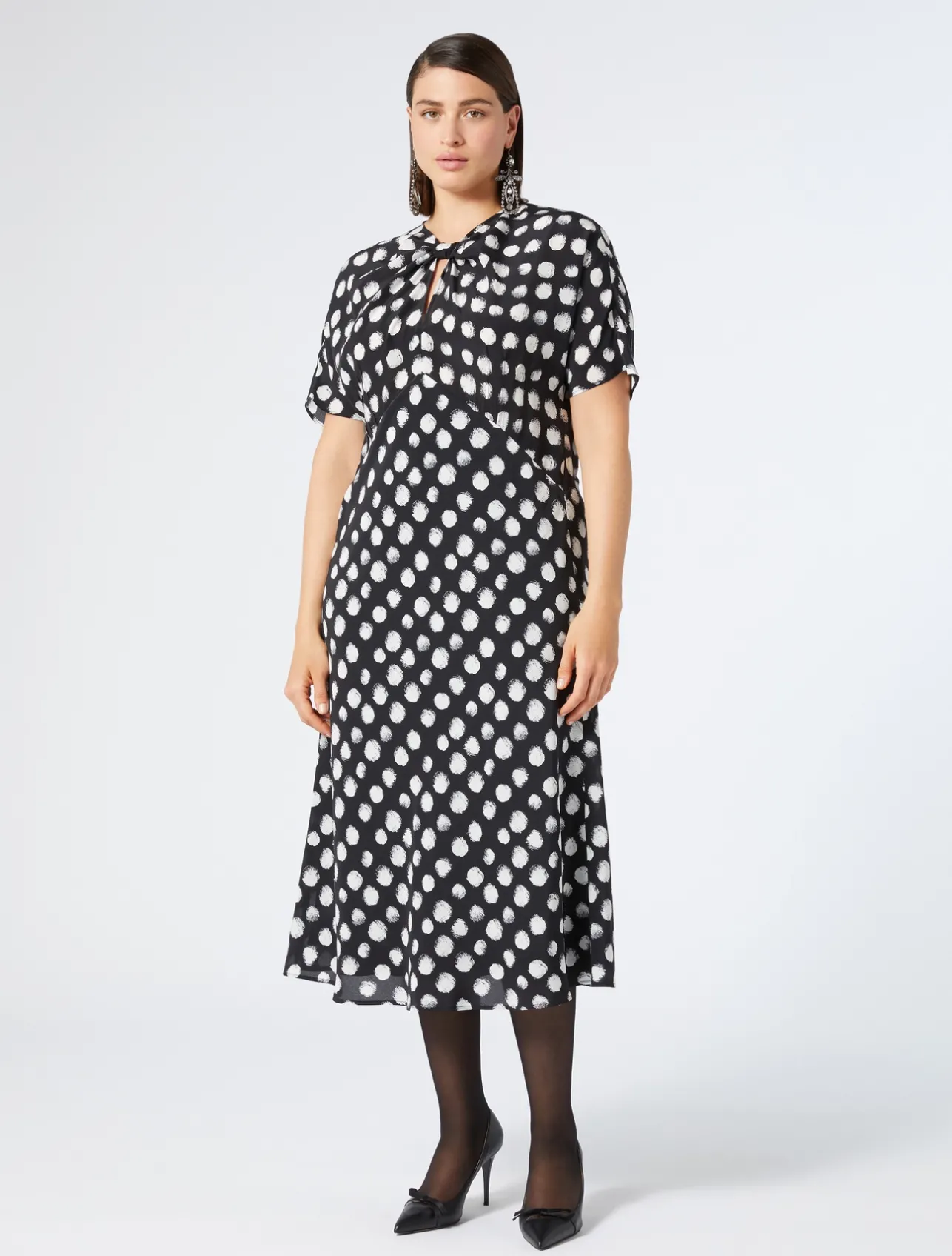 Fashion Marina Rinaldi Silk crêpe de Chine dress BLACK