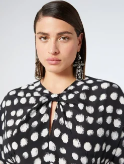 Fashion Marina Rinaldi Silk crêpe de Chine dress BLACK