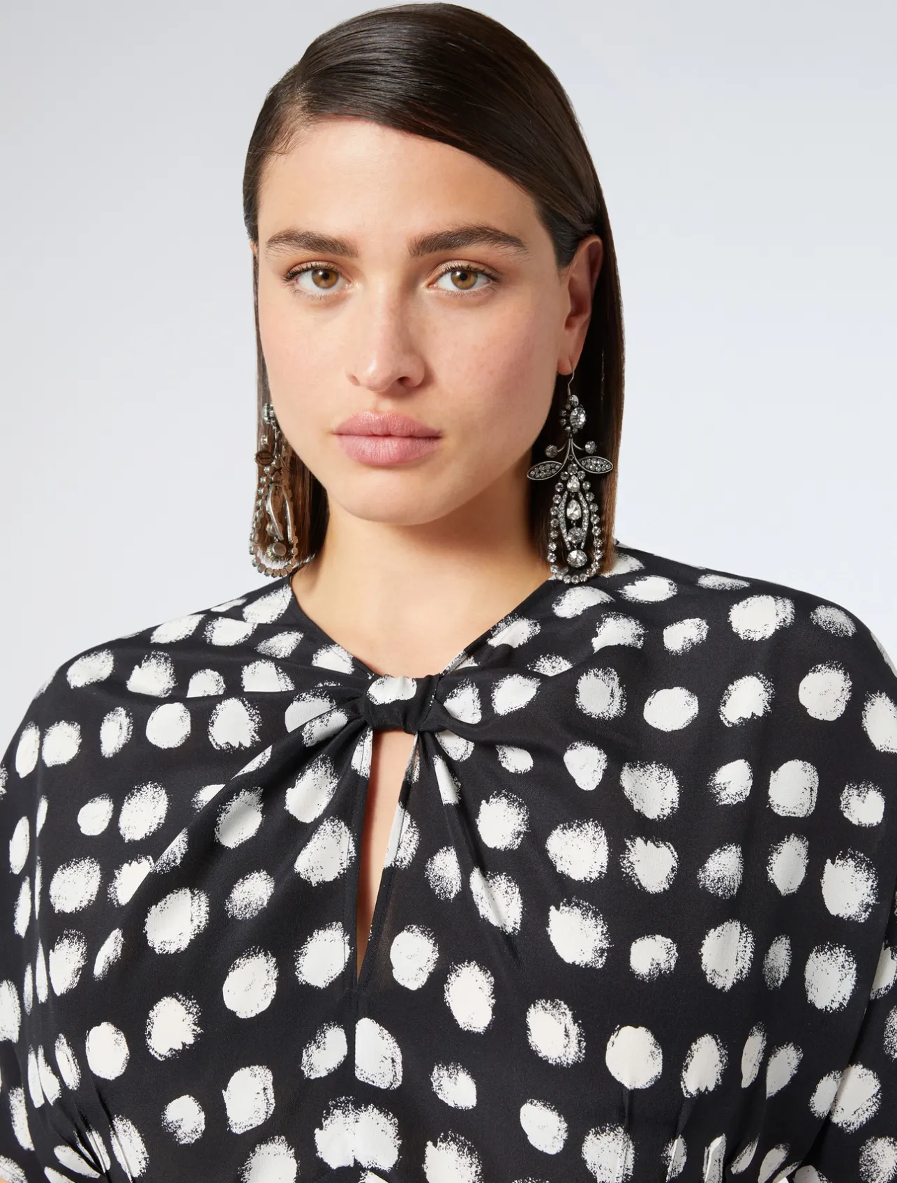 Fashion Marina Rinaldi Silk crêpe de Chine dress BLACK