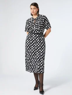 Fashion Marina Rinaldi Silk crêpe de Chine dress BLACK