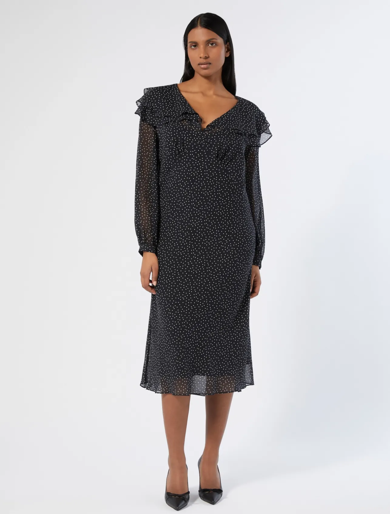 Online Marina Rinaldi Silk georgette dress BLACK