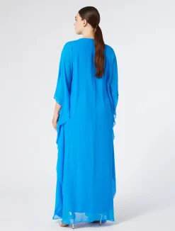 Online Marina Rinaldi Silk georgette dress CORNFLOWERBLUE