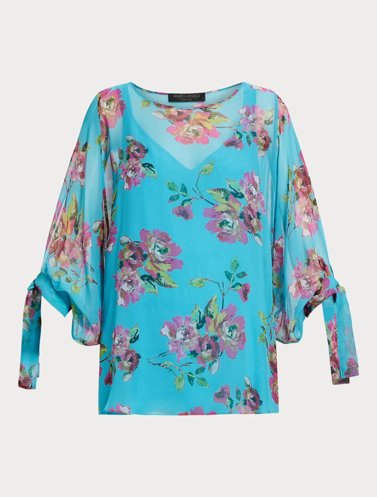 Hot Marina Rinaldi Silk georgette tunic TURQUOISE