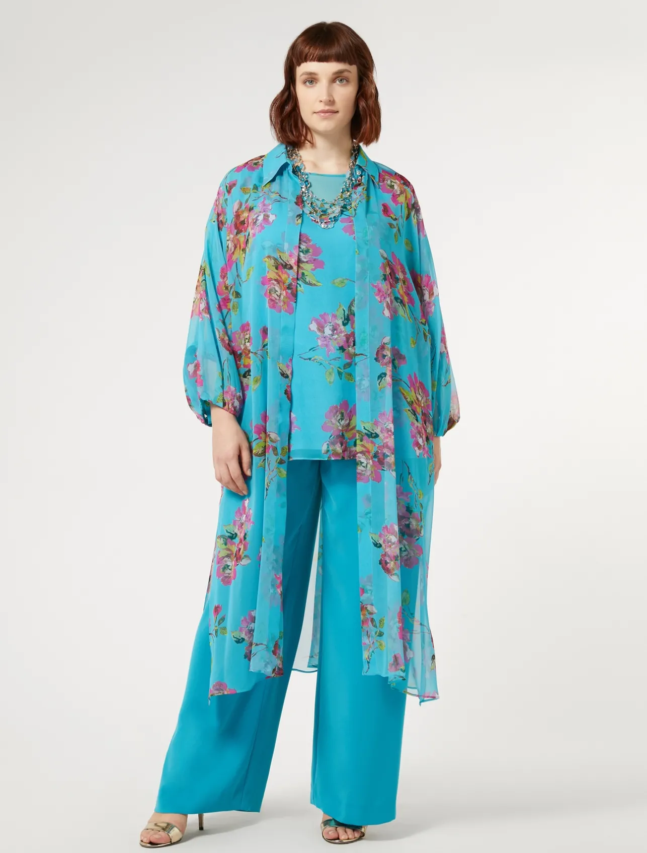 Hot Marina Rinaldi Silk georgette tunic TURQUOISE