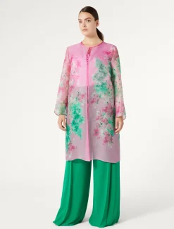 Outlet Marina Rinaldi Silk organza duster coat PINK