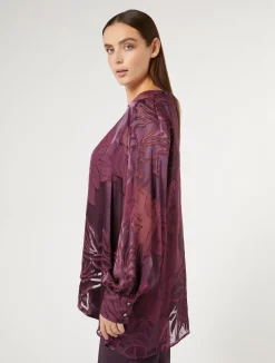 Fashion Marina Rinaldi Silk satin and viscose tunic BORDEAUX