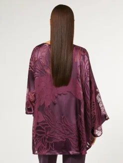 Fashion Marina Rinaldi Silk satin and viscose tunic BORDEAUX
