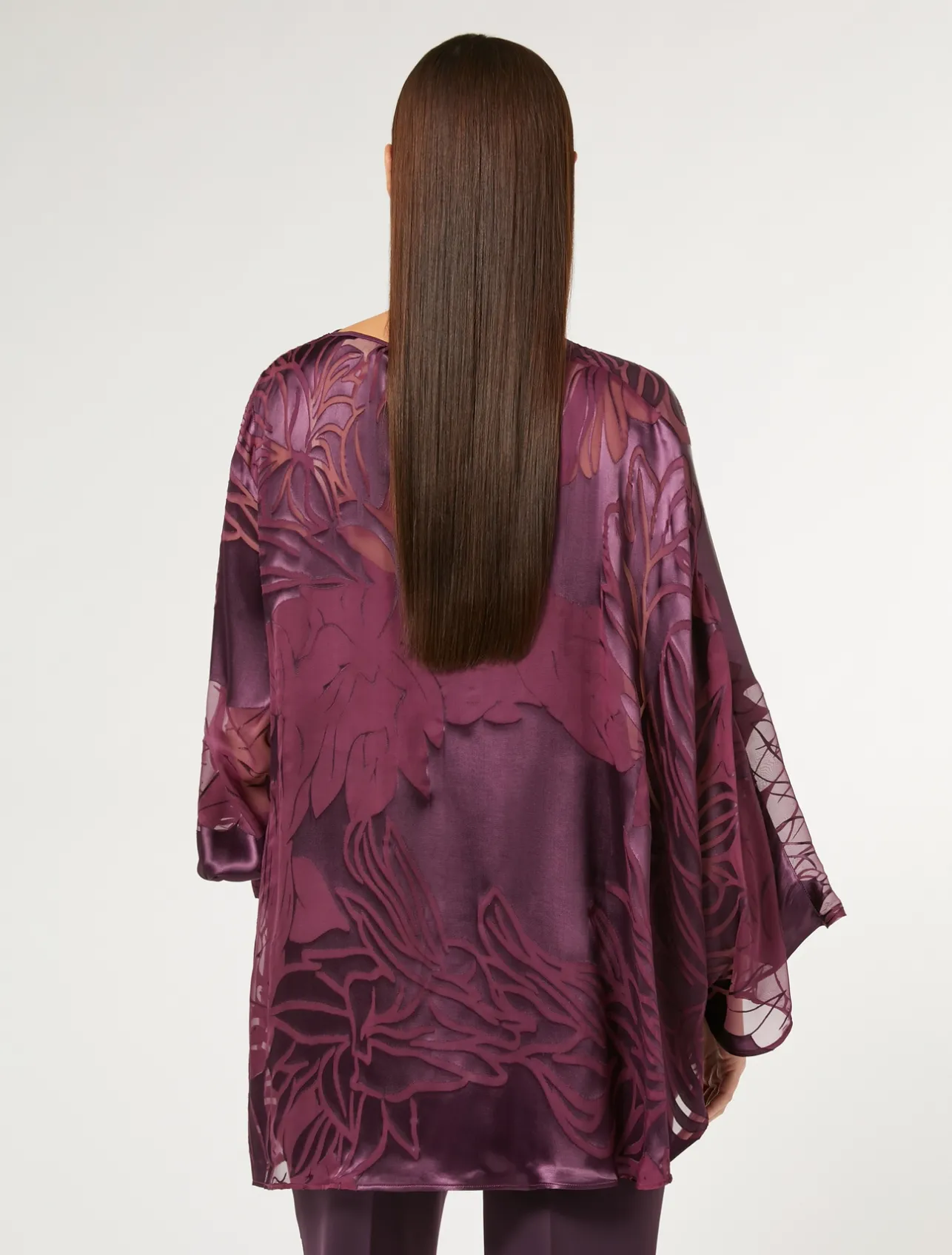 Fashion Marina Rinaldi Silk satin and viscose tunic BORDEAUX