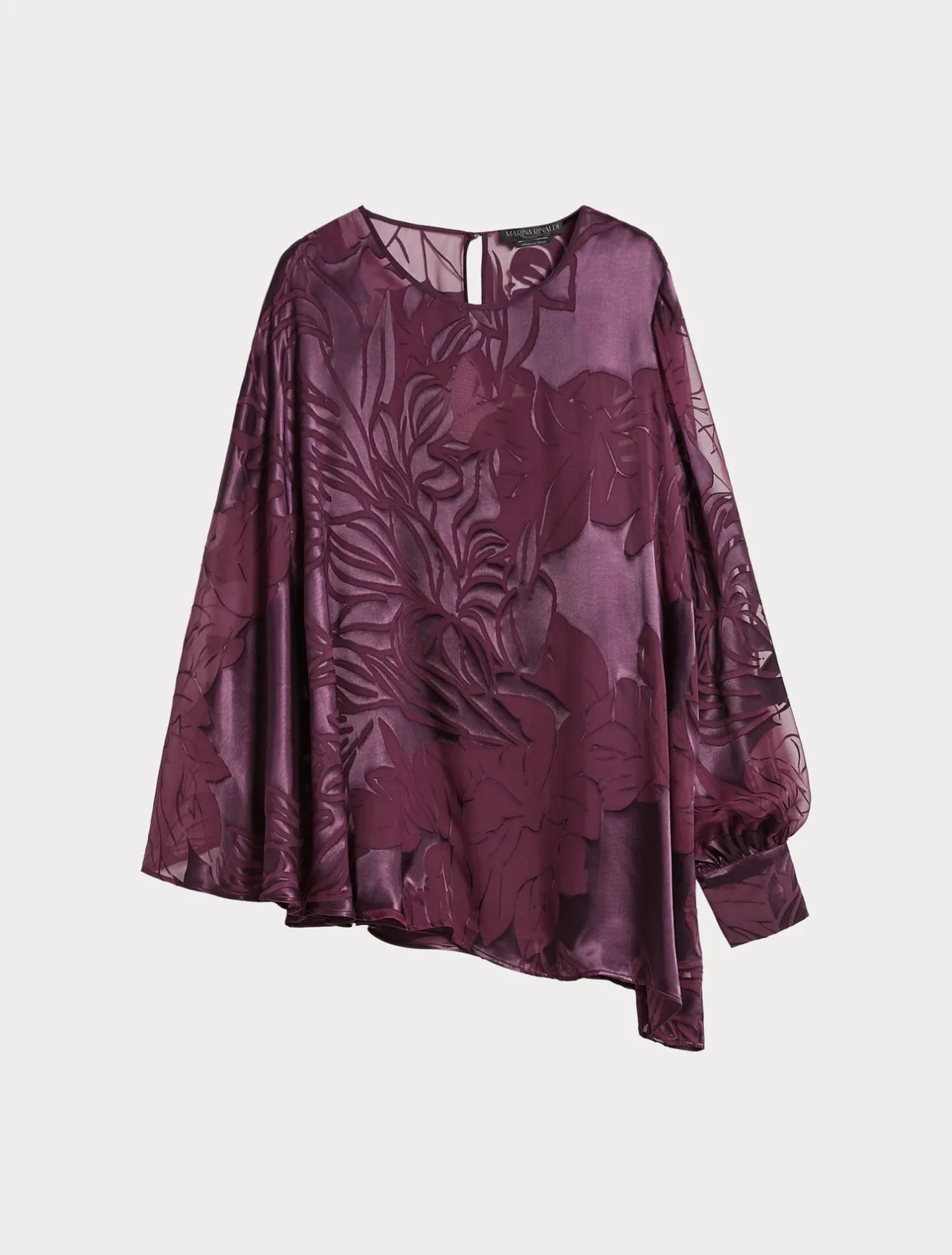 Fashion Marina Rinaldi Silk satin and viscose tunic BORDEAUX