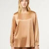 Fashion Marina Rinaldi Silk satin blouse CAMEL