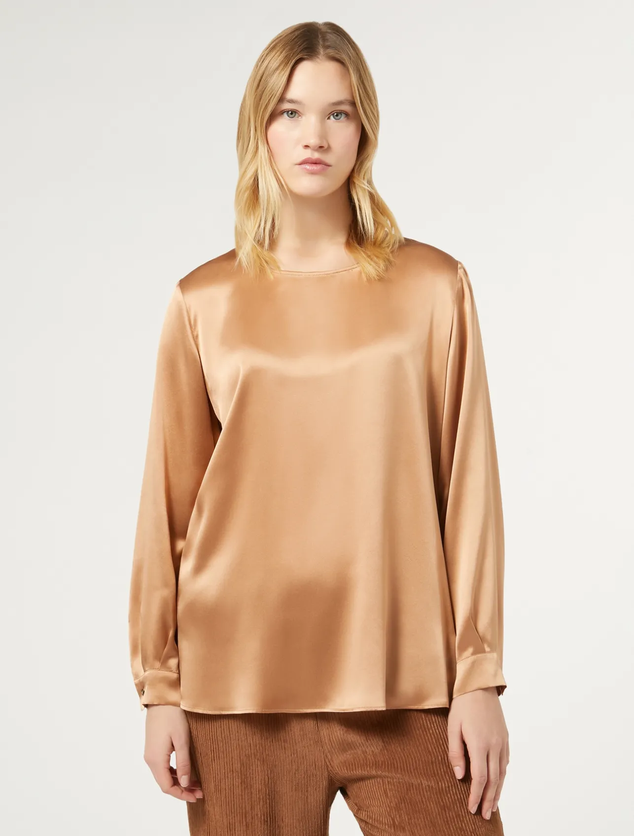 Fashion Marina Rinaldi Silk satin blouse CAMEL