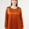 Fashion Marina Rinaldi Silk satin blouse REDORANGE