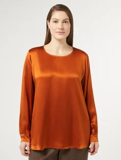 Fashion Marina Rinaldi Silk satin blouse REDORANGE