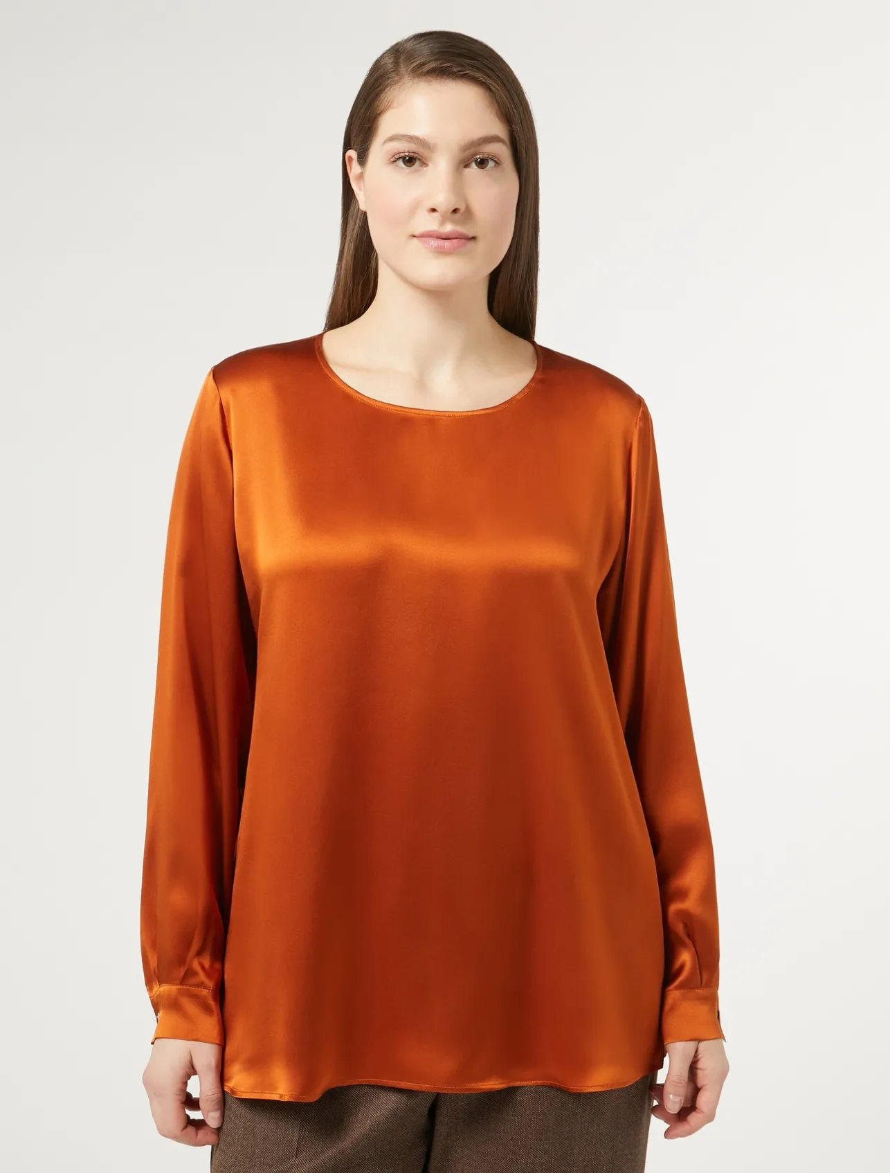 Fashion Marina Rinaldi Silk satin blouse REDORANGE