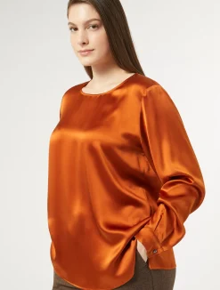 Fashion Marina Rinaldi Silk satin blouse REDORANGE