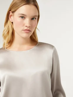 Best Marina Rinaldi Silk satin blouse LIGHTGREY