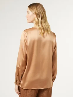 Fashion Marina Rinaldi Silk satin blouse CAMEL