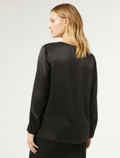 Fashion Marina Rinaldi Silk satin blouse BLACK